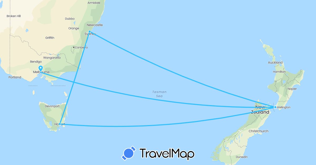 TravelMap itinerary: boat in Australia, New Zealand (Oceania)